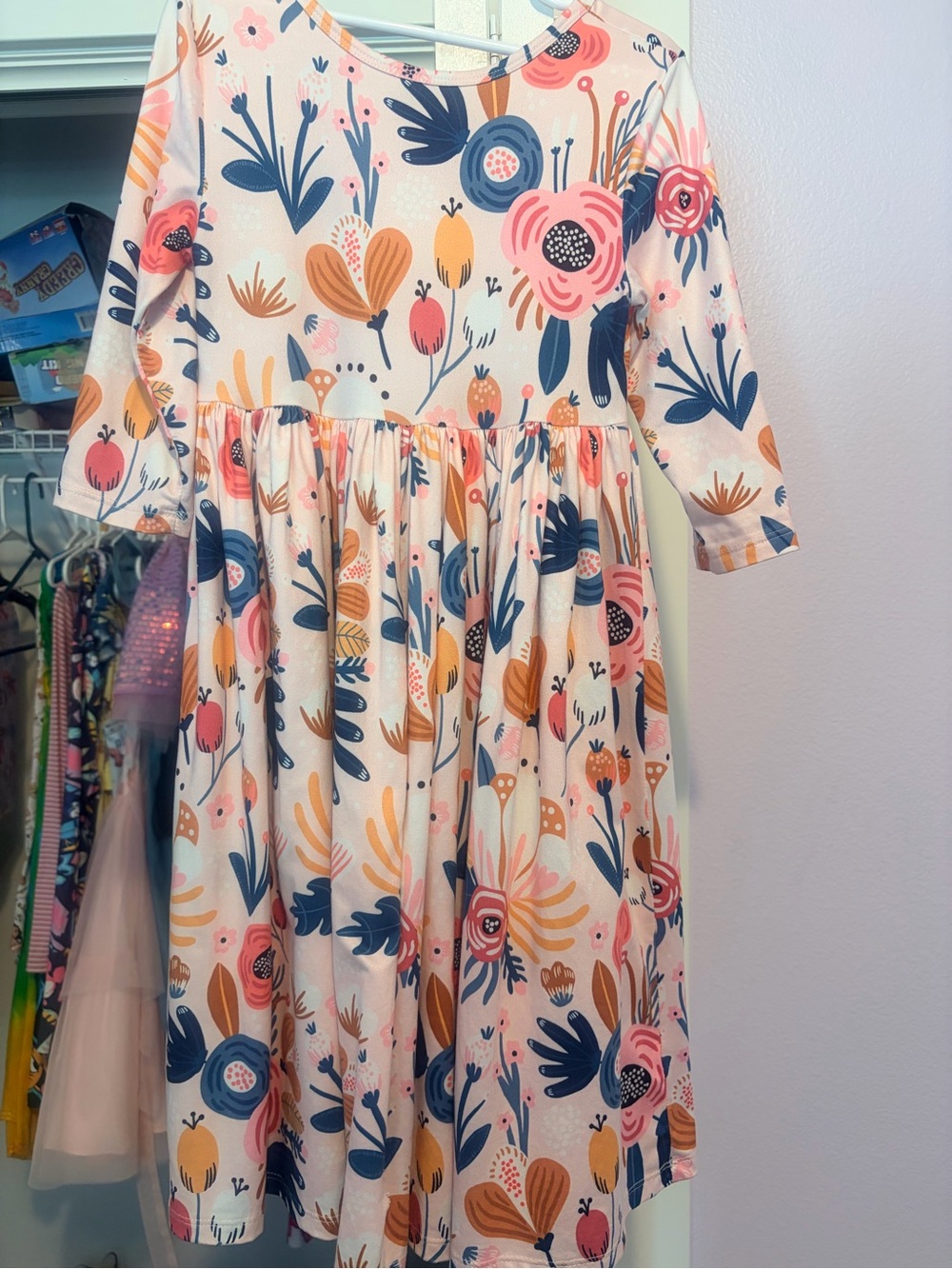 Mila & Rose- Girls Floral 3/4 Sleeve twirl dress